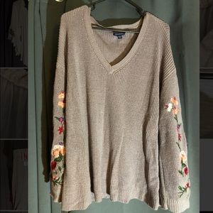 Floral sleeve sweater
